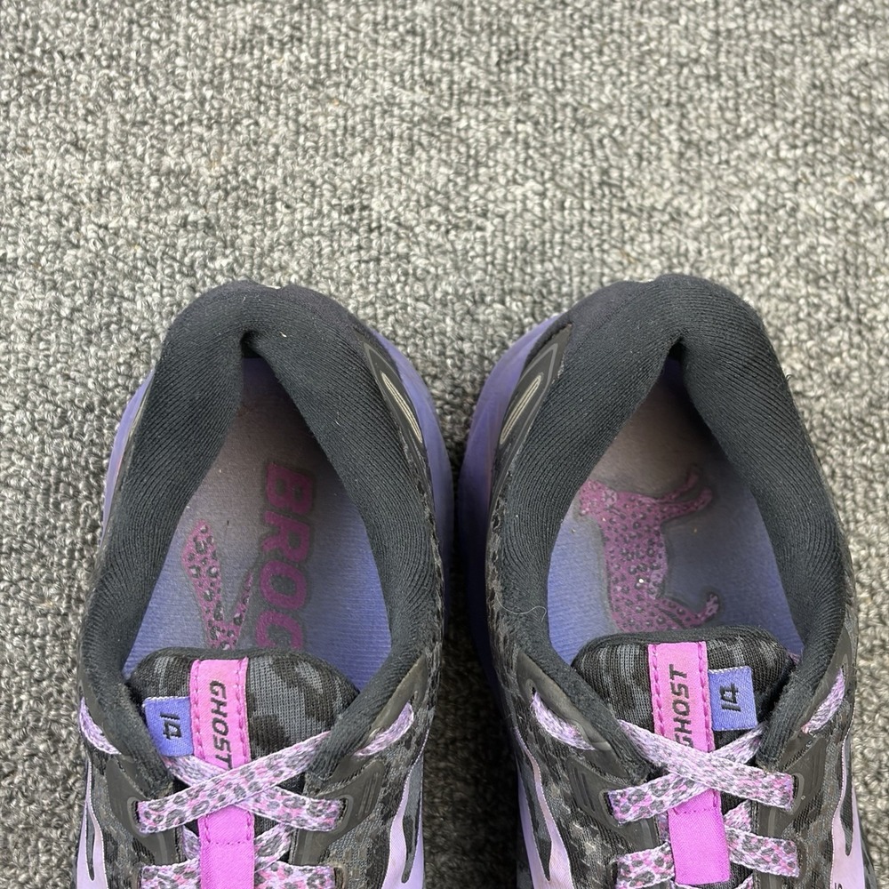 Brooks Ghost 14 Leopard Print Cheetah Running Shoes Black Purple Womens Size 9 B - Picture 5 of 10